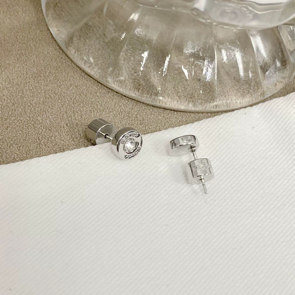 Coach Small Round Metal Rhinestone Earrings - Picture 3 of 6
